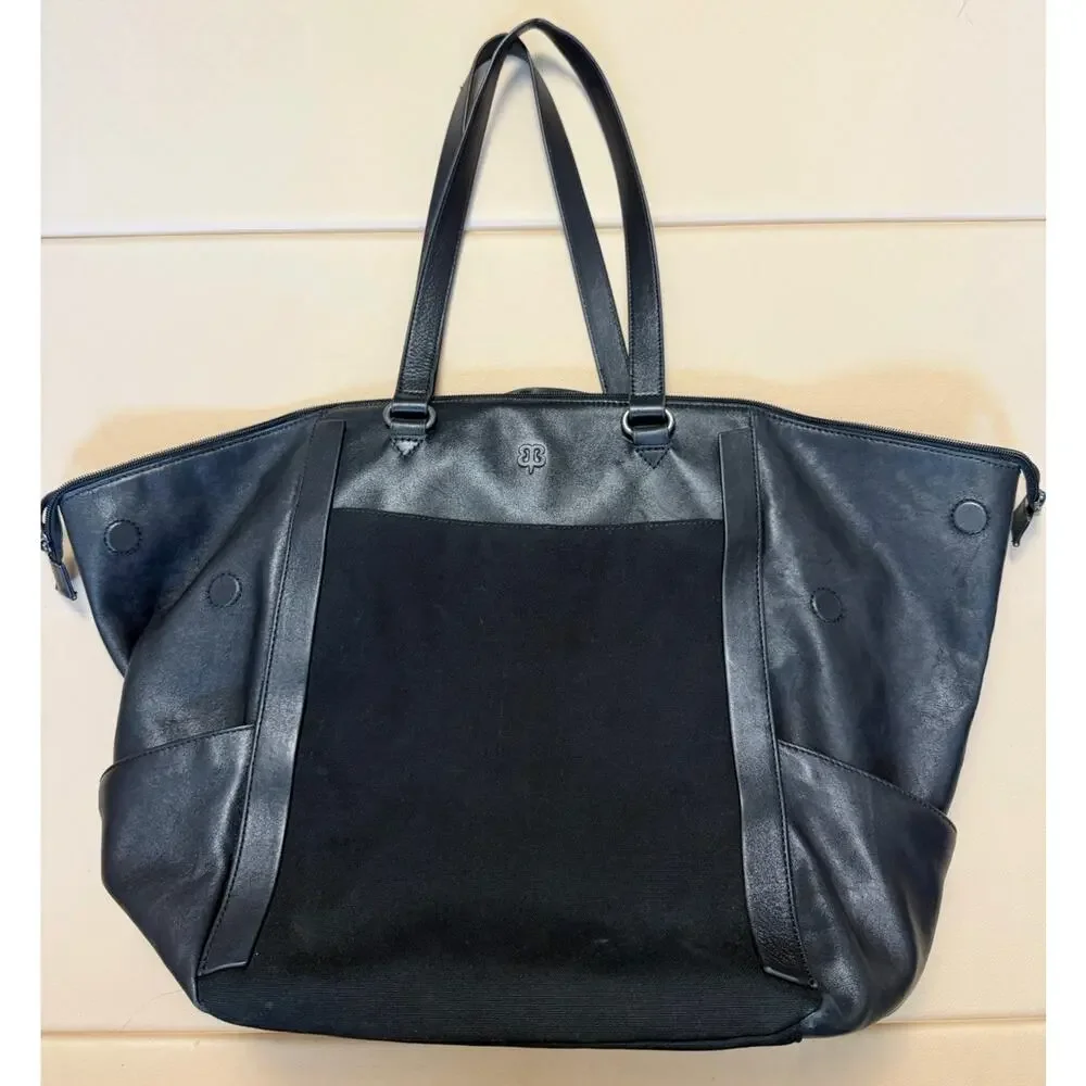 BetaBrand Big Travel Bag Tote Leather Canvas Black Overnight Carry On Backpack - Picture 2 of 9